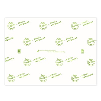 Frischhaltepapier 1/2 Bogen - 75x50cm Design "frisch verpackt"