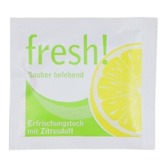 Erfrischungstücher Standard 55x50mm Neutraldruck Citrus-Duft