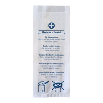 Hygiene-Faltenbeutel 12+4x28cm Kraftpapier weiß - Neutraldruck 