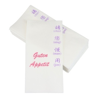 Tissue-Servietten 40x40cm 2-lagig 1/8 Buchfalz weiß "Ich lerne chinesisch 2025"
