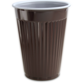 Automatenbecher PS 180ml (Ø70,3mm) längs geriffelt braun/weiss