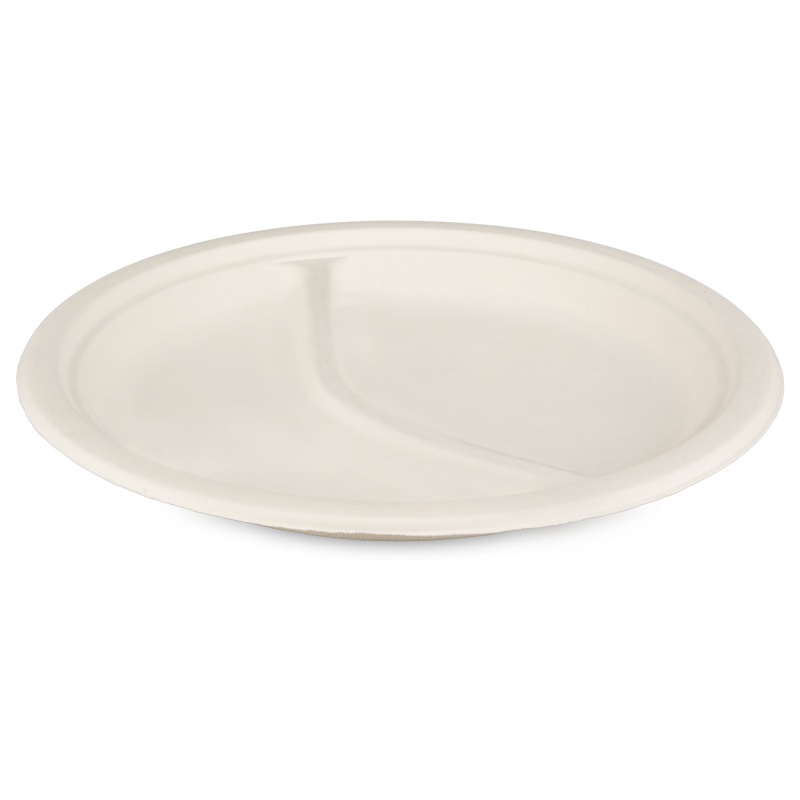 Bagasse-Teller 2-geteilt rund Ø23cm Höhe: 2,0cm eco-friendly Menüteller 