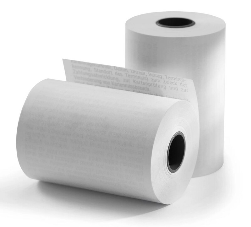 Kassenrollen Thermo Breite 57mm Länge 25m Kern 12mm Ø45mm passend für EC Cash Geräte 