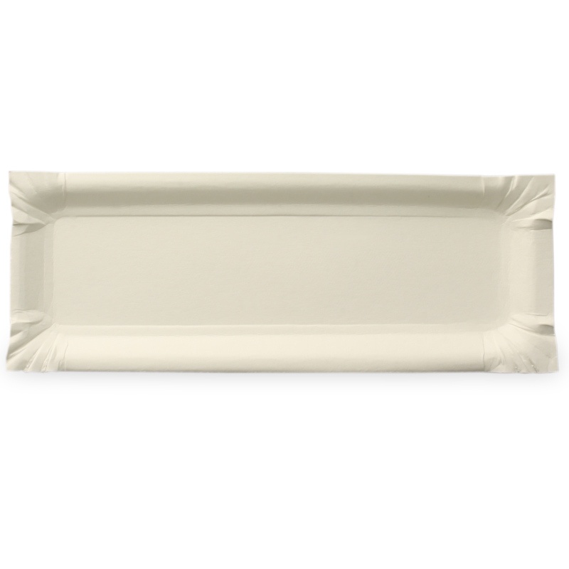 Pappteller eckig 8x23cm weiß Frischfaser