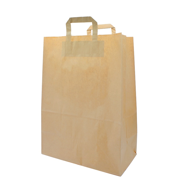 Papier-Tragetaschen 32+17x44cm Innenhenkel Kraftpapier 80g/m² braun
