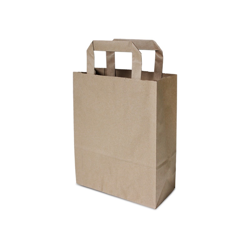 Papier-Tragetaschen 18+8x22cm Innenhenkel Kraftpapier 70g/m² braun