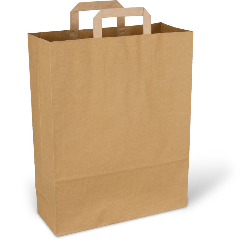 Papier-Tragetaschen 32+12x40cm Innenhenkel Kraftpapier 80g/m² braun