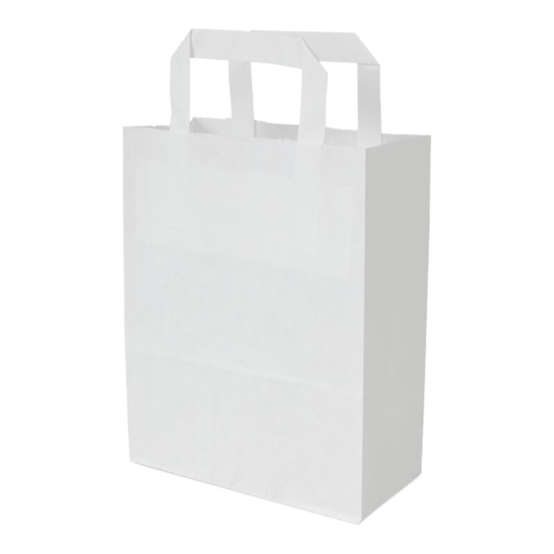 Papier-Tragetaschen 18+8x22cm Innenhenkel Kraftpapier 70g/m² weiß