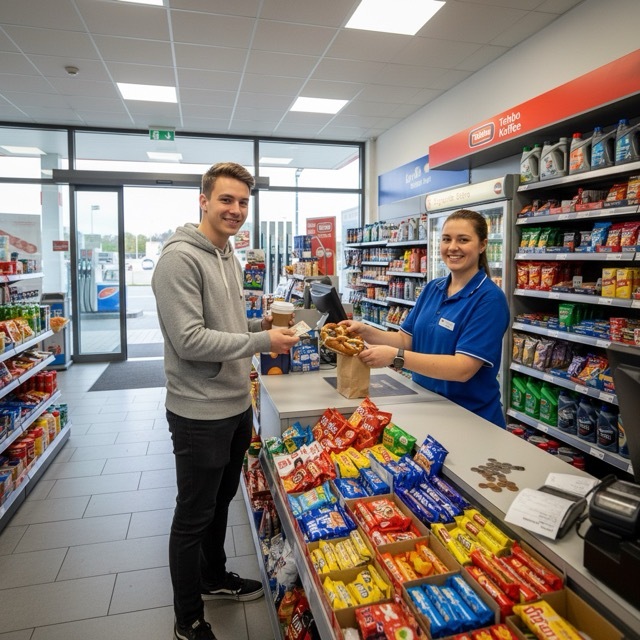 Einkauf in einer Tankstelle